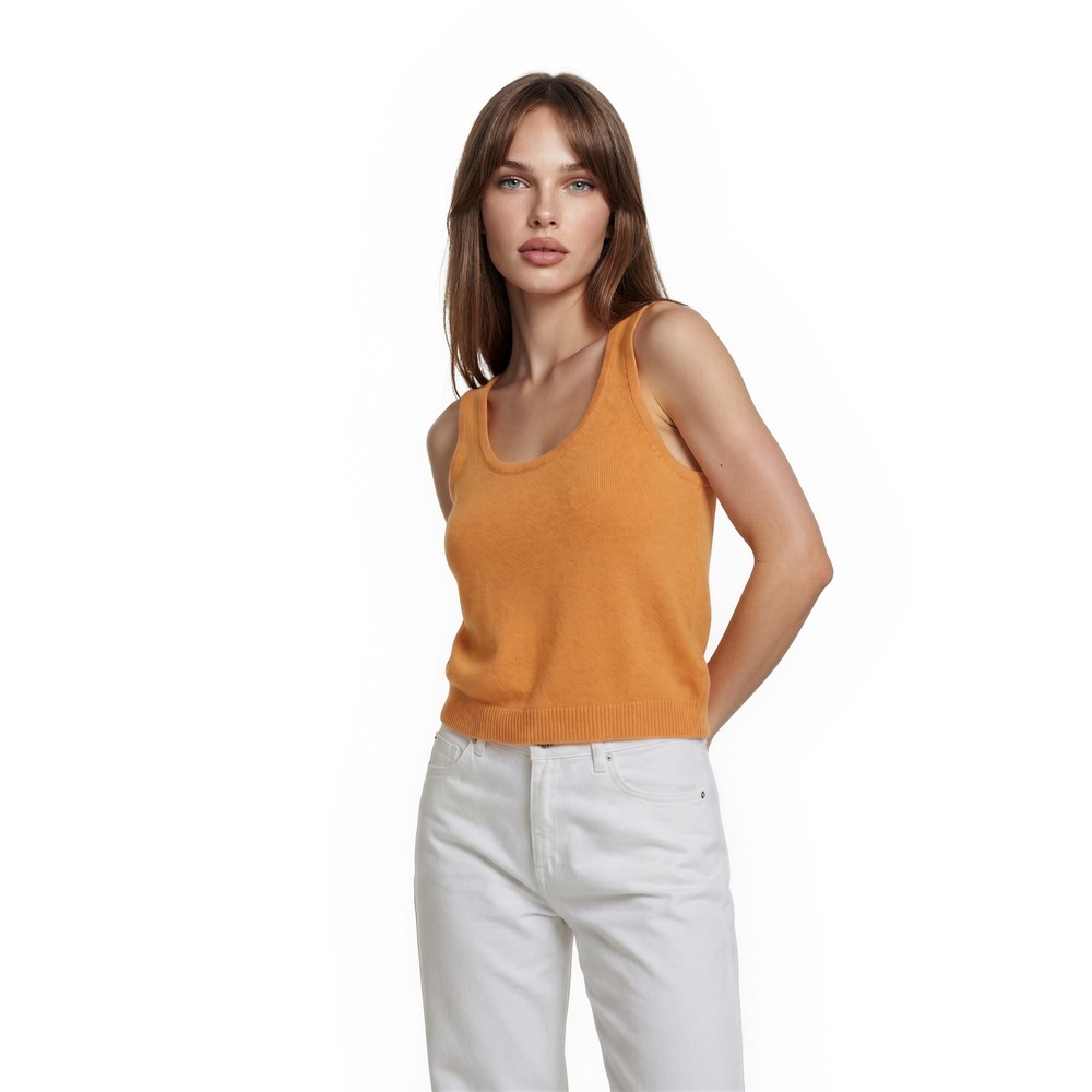 St John Collection Tank Top Womens Size Large Orange Knit Scoop Neck